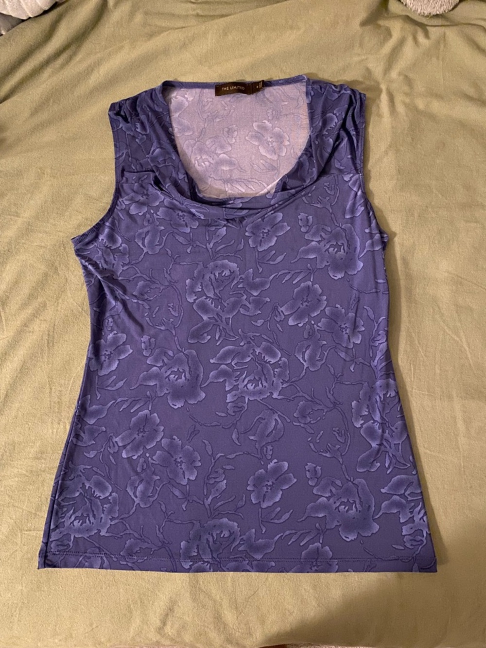 The Limited Purple Floral Cowel Neck Tank